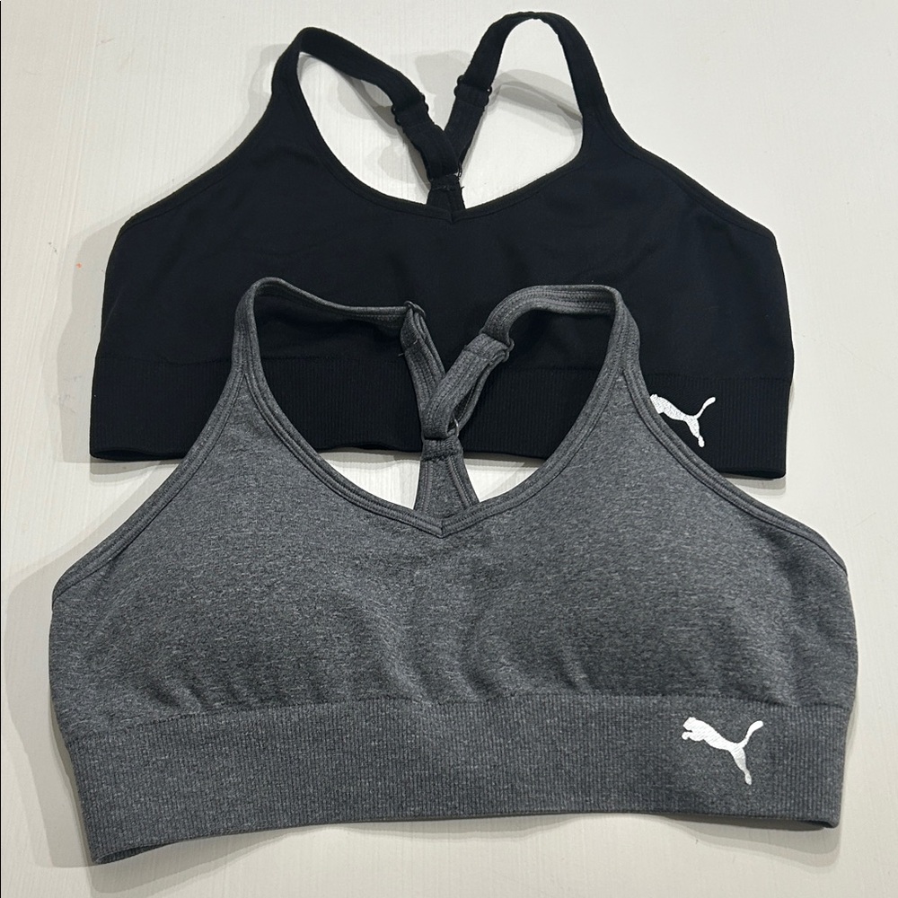 2 Puma Women's Black and Gray Sports Bras